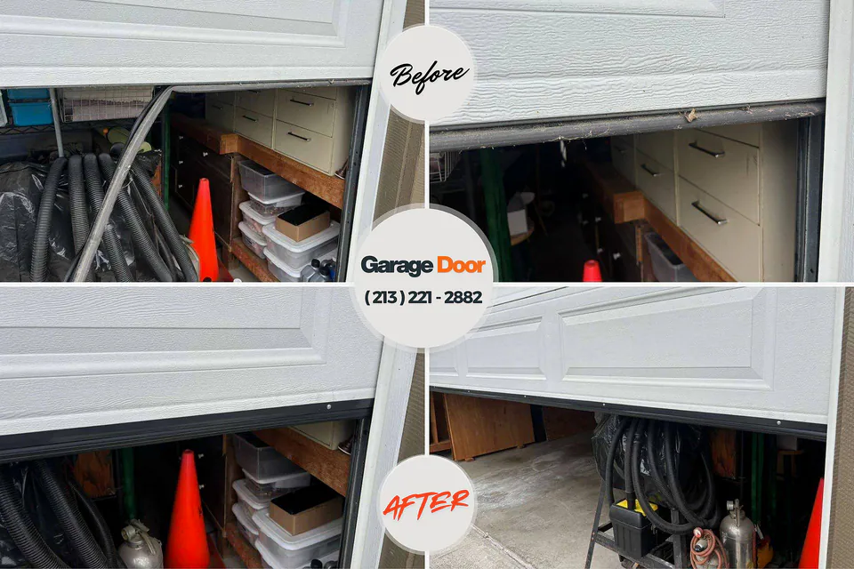 Before and after: garage door repair Biltmore Forest, NC